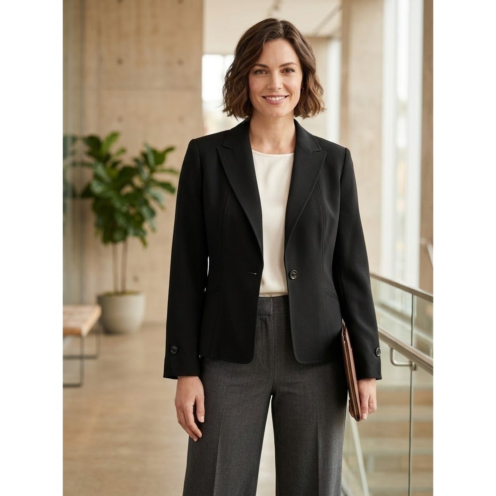 Classic Professional Jones Wear Black Polyester Blazer Size 14 (Size XL)